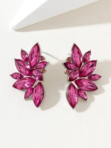 1 cặp khuyên tai đính đá nhiều màu phong cách Âu Mỹ cá tính theo phong cách Hàn Quốc dành cho nữ - Màu Hồng Tươi - Xem 2