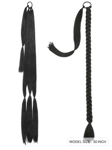 2入組長款編織馬尾辮延長辮帶髮圈直筒圍裹式接髮馬尾自然柔軟的合成纖維發片適合女士日常穿著26英寸30英寸34寸黑色 - 黑色 - 查看 3