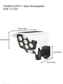 1pc Solar Powered 2400mah Simulation Cctv Camera Wall Lamp With Remote Control, Motion Sensor, Led Outdoor Light For Garden, Front Door, Garage, Patio, Yard - White - View 3