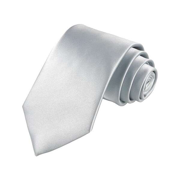 1pc Men's Plain Color Tie, 8cm Silver Business Suit Wedding Necktie Casual