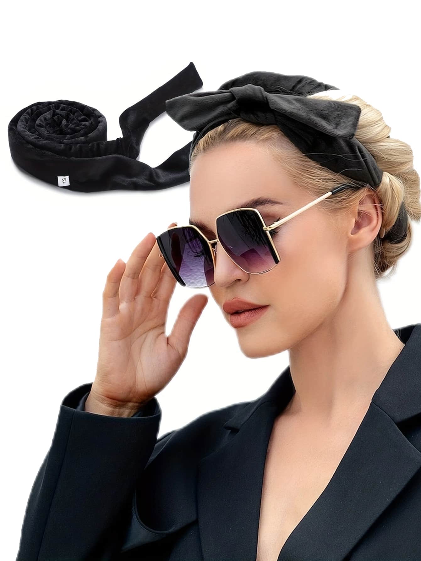 Heatless Curling Rod Headband, No Heat Curl Ribbon with Scrunchie