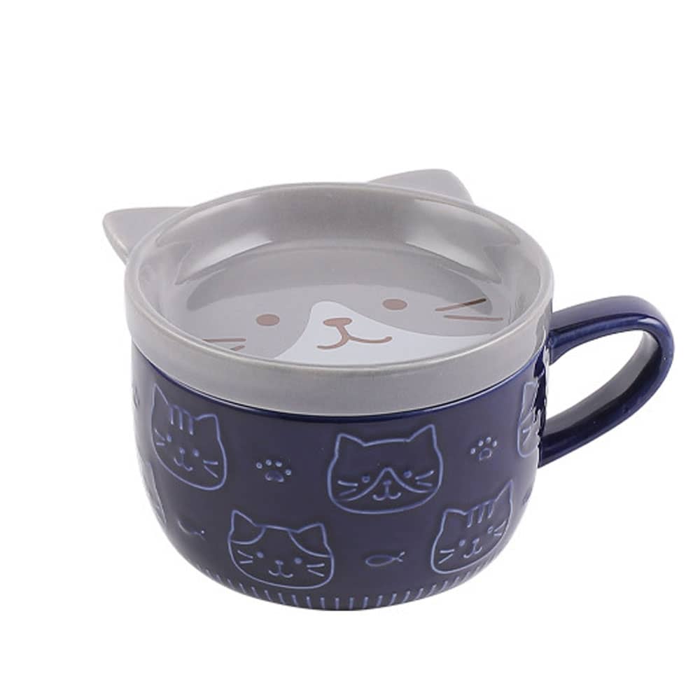 HappyWare Multicolor Ceramic Mug With Gray Cat Design Lid - Multicolor - View 1