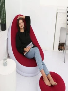 Sillón  sofá inflable para adultos y niños, reposapiés - Gris - Ver 2