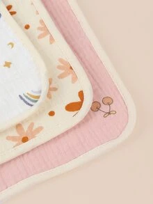 3入組彩虹雛菊＆櫻桃圖案童裝手帕,具皺紋質感 - 彩色 - 查看 8