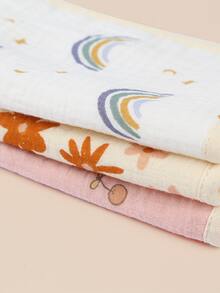 3入組彩虹雛菊＆櫻桃圖案童裝手帕,具皺紋質感 - 彩色 - 查看 5
