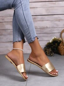 女性一片式時尚平底涼鞋 - 金色 - 查看 6