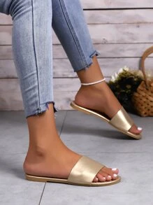 女性一片式時尚平底涼鞋 - 金色 - 查看 7