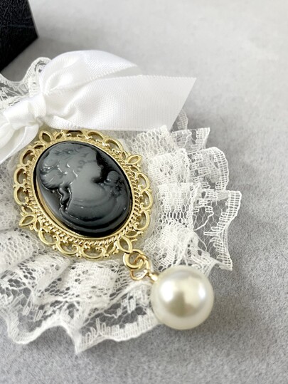 Nowość Szara Vintage Modna Wysokiej Jakości Koronkowa Kokarda I Wytłoczona Broszka Księżniczki Korony Pin Do Dekoracji Sukienki Imprezowej, Idealny Prezent Dla Kobiet Walentynki, Mama, Matka, Dzień Matki, Prezent