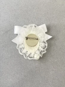 新品灰色复古时尚高端蕾丝蝴蝶结和压花公主皇冠胸针适用于派对礼服装饰，是送给女性情人节、妈妈、母亲、母亲节、礼物的完美礼物 - 灰色 - 查看 2