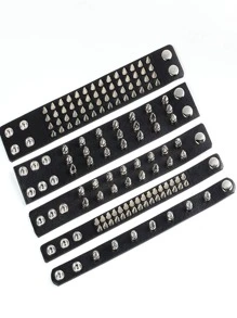 1 Miếng Cô gái Goth hiện đại chất liệu da PU Spike Dát Đầy Vòng tay Cho nam giới , Đường phố Rock Thời trang Phụ kiện - màu đen - Xem 1