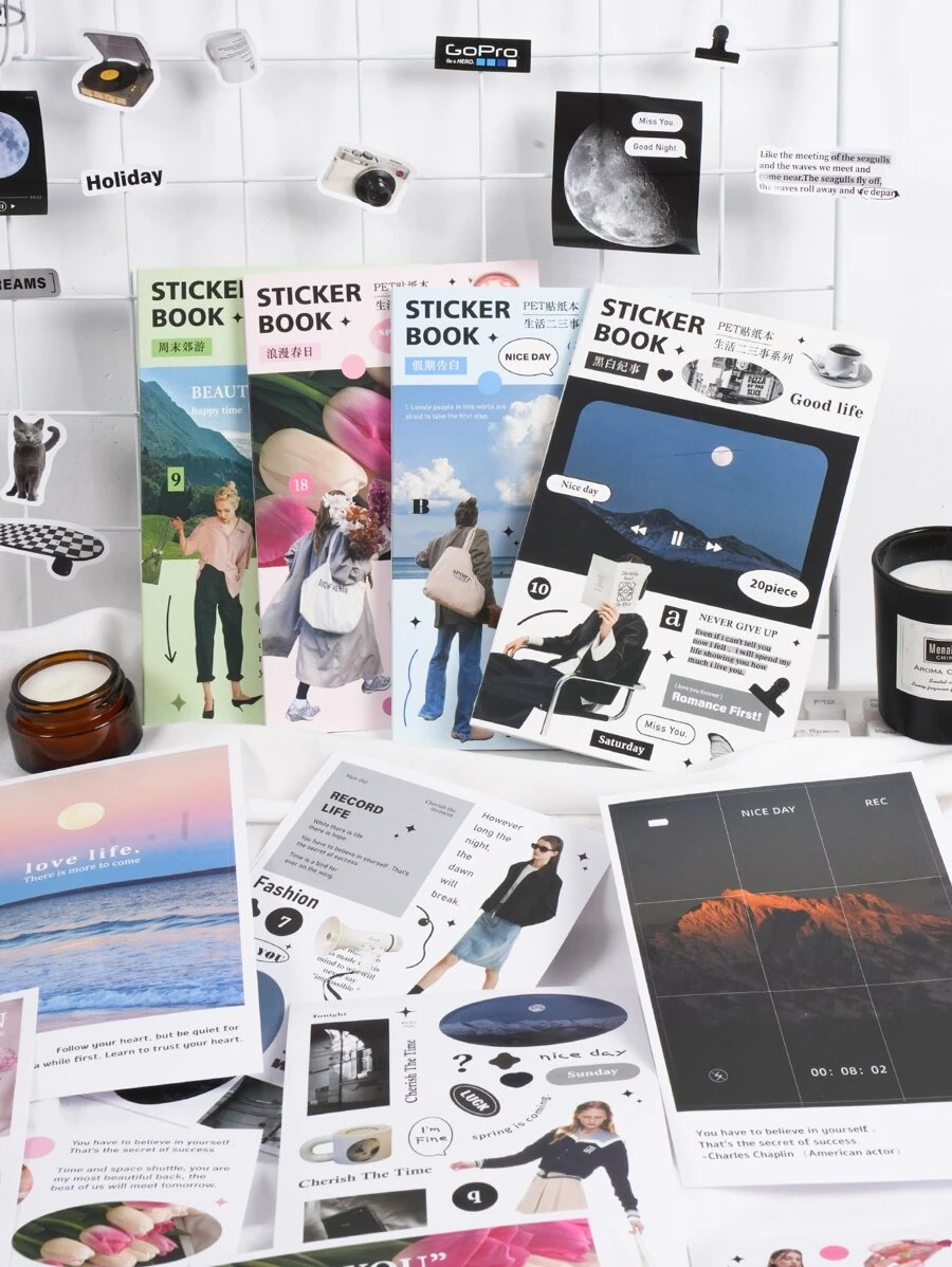 4 sets con patrón mixto clasificado creativo multipropósito decorativo Pegatina para DIY cuenta de mano Decoración - Multicolor - Ver 1