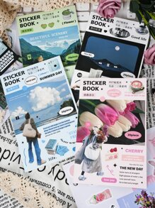 4 sets con patrón mixto clasificado creativo multipropósito decorativo Pegatina para DIY cuenta de mano Decoración - Multicolor - Ver 4