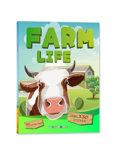 Finego 兒童可重複使用貼紙書2-4歲,幼兒1-3歲貼紙書5套,2-4歲幼兒貼紙書(農場生活)