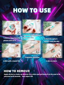 1個粉色水彩風格的海洋指南針羽毛錨紋臨時紋身貼紙,適用於手臂、腿、手腕、腰部、背部、肩部 - 彩色 - 查看 6