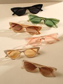 6pcs Retro Cat Eye Plastic Frame Fashion Glasses, Fashionable For Women & Men, Suitable For Party, Sports, Outdoor, Travel, Driving, Beach, Street, Holiday, Fishing, Casual Outfit Accessory For Summer Beach Vacation,Outdoor,Travel