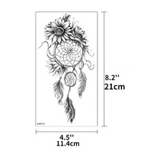 1 件防水临时纹身贴纸蛇龙玫瑰花闪光纹身鹰骷髅人体艺术手臂假袖纹身女士男士 - 紅色 - 查看 5