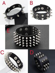 1 Miếng Cô gái Goth hiện đại chất liệu da PU Spike Dát Đầy Vòng tay Cho nam giới , Đường phố Rock Thời trang Phụ kiện - màu đen - Xem 2