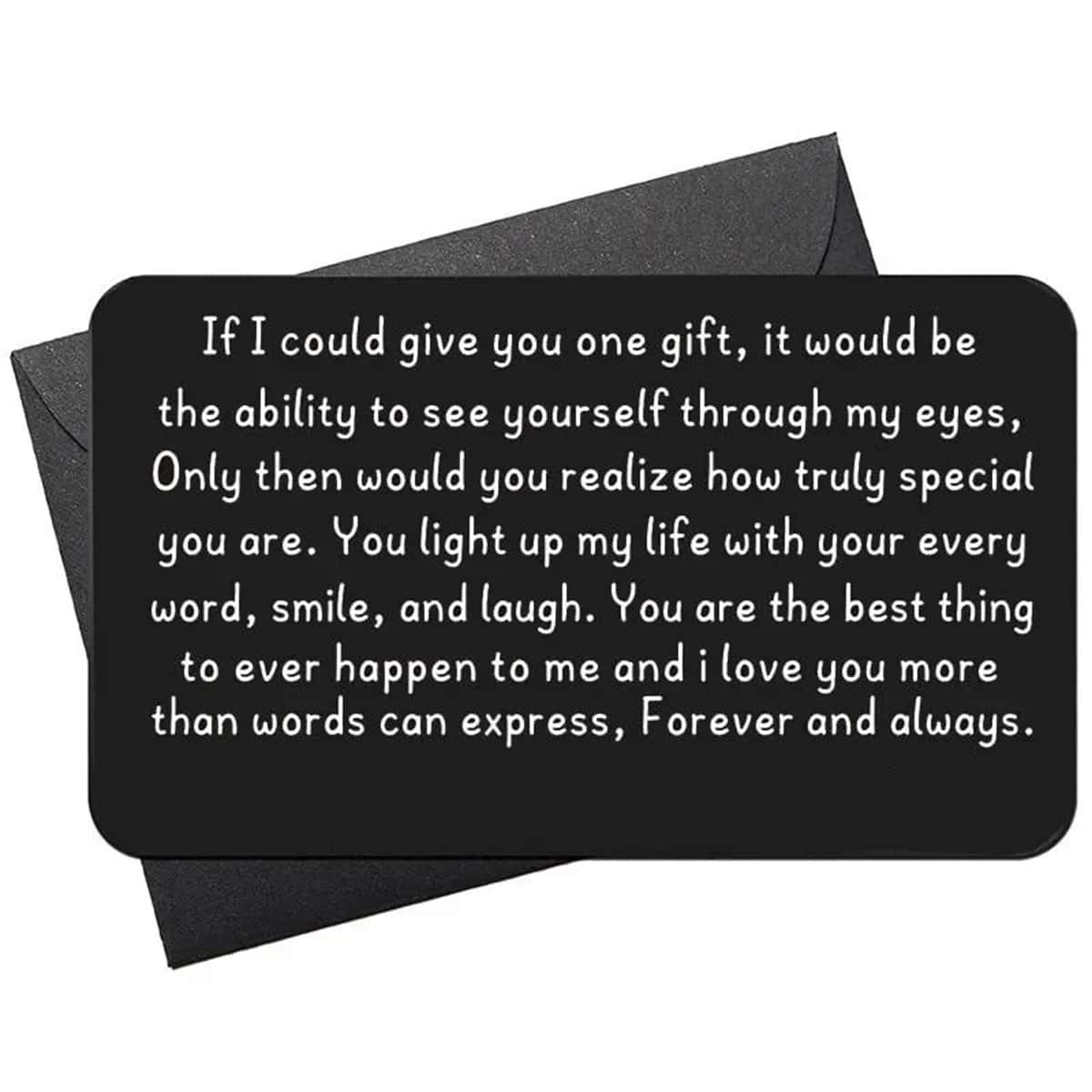 Queenberry 'Love You Forever' Metal Wallet Insert Card - Laser Engraved, Credit Card Size, Navy