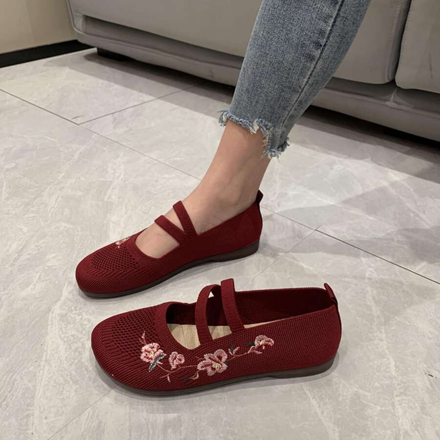Women's Flat Shoes, Flats - Red - View 1