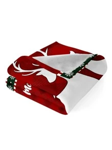 1條聖誕麋鹿和雪花圖案絨毛毯,溫暖、柔軟且多用途 - 彩色 - 查看 5