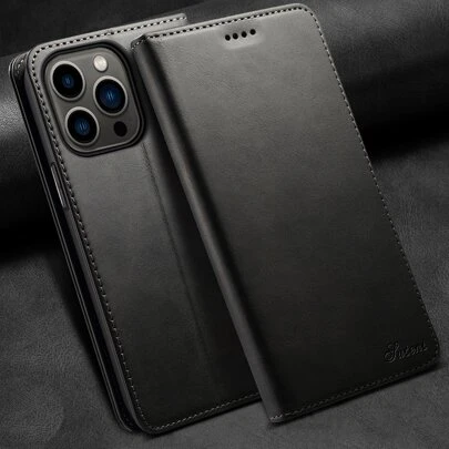 Suteni PU Leather Flip Cover Card Holder Phone Case With Kickstand, Supports Wireless Charging Compatible With IPhone 17 Pro Max, 17 Air, 16, 15 Plus, 14, 13, 12, 11, 7, 8, Xs Max And Galaxy S26, S25 Ultra, S24, S23, S22