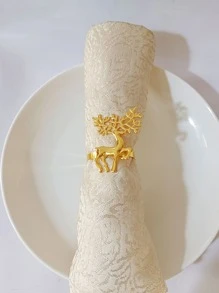 6 Peças Anéis De Guardanapo De Decoração De Mesa, Porta-guardanapos Criativos - Dourado - Visão 3