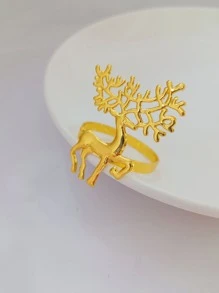 6 Peças Anéis De Guardanapo De Decoração De Mesa, Porta-guardanapos Criativos - Dourado - Visão 4