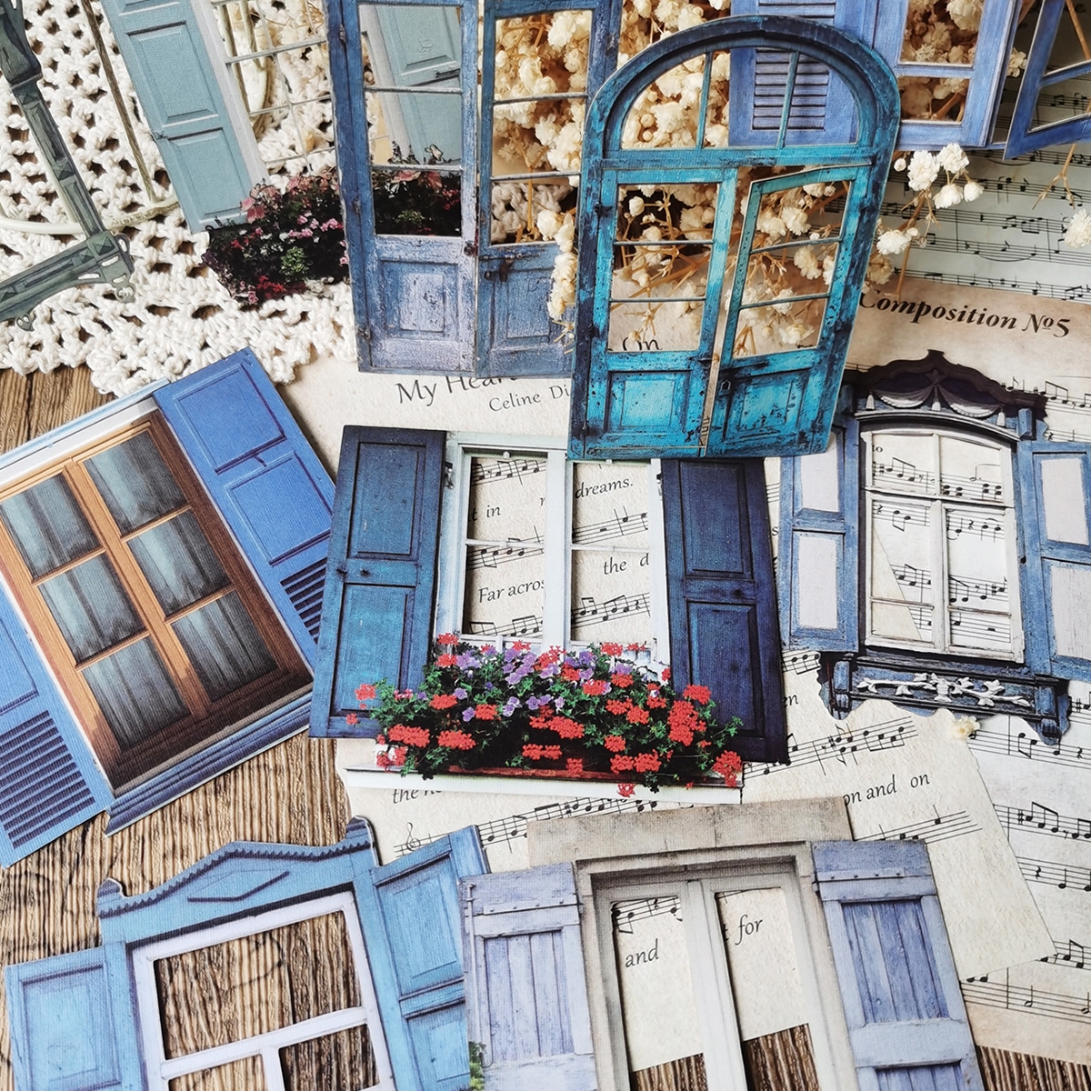 1 paquet/10 piÃ¨ces Autocollant Vintage AjourÃ© SculptÃ© FenÃªtre CrÃ©atif Paquet Pour DIY Scrapbooking Journalisation