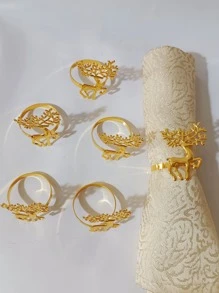 6 Peças Anéis De Guardanapo De Decoração De Mesa, Porta-guardanapos Criativos - Dourado - Visão 5