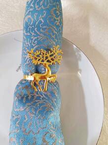 6 Peças Anéis De Guardanapo De Decoração De Mesa, Porta-guardanapos Criativos - Dourado - Visão 6