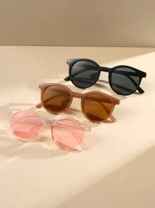 3 件装塑料椭圆形框架时尚眼镜，适合夏季海滩 - 彩色 - 查看 1