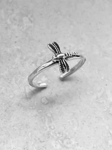1 Stück modischer silberfarbener Libellen-Gravur Tierdesign verstellbarer Zehenring, geeignet für den täglichen Gebrauch, Jahrestags-Geschenk, Schmuck für Strandfeste