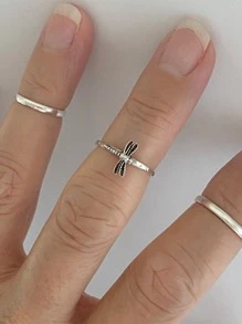1 Stück modischer silberfarbener Libellen-Gravur Tierdesign verstellbarer Zehenring, geeignet für den täglichen Gebrauch, Jahrestags-Geschenk, Schmuck für Strandfeste