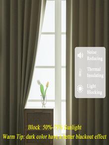 Estelar Textiler 素色單片極簡滌綸臥室和客廳遮光窗簾 - 米色 - 查看 5