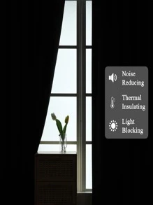 Estelar Textiler 黑色單片窗簾臥室和客廳極簡主義滌綸單片遮光窗簾 - 黑色 - 查看 5