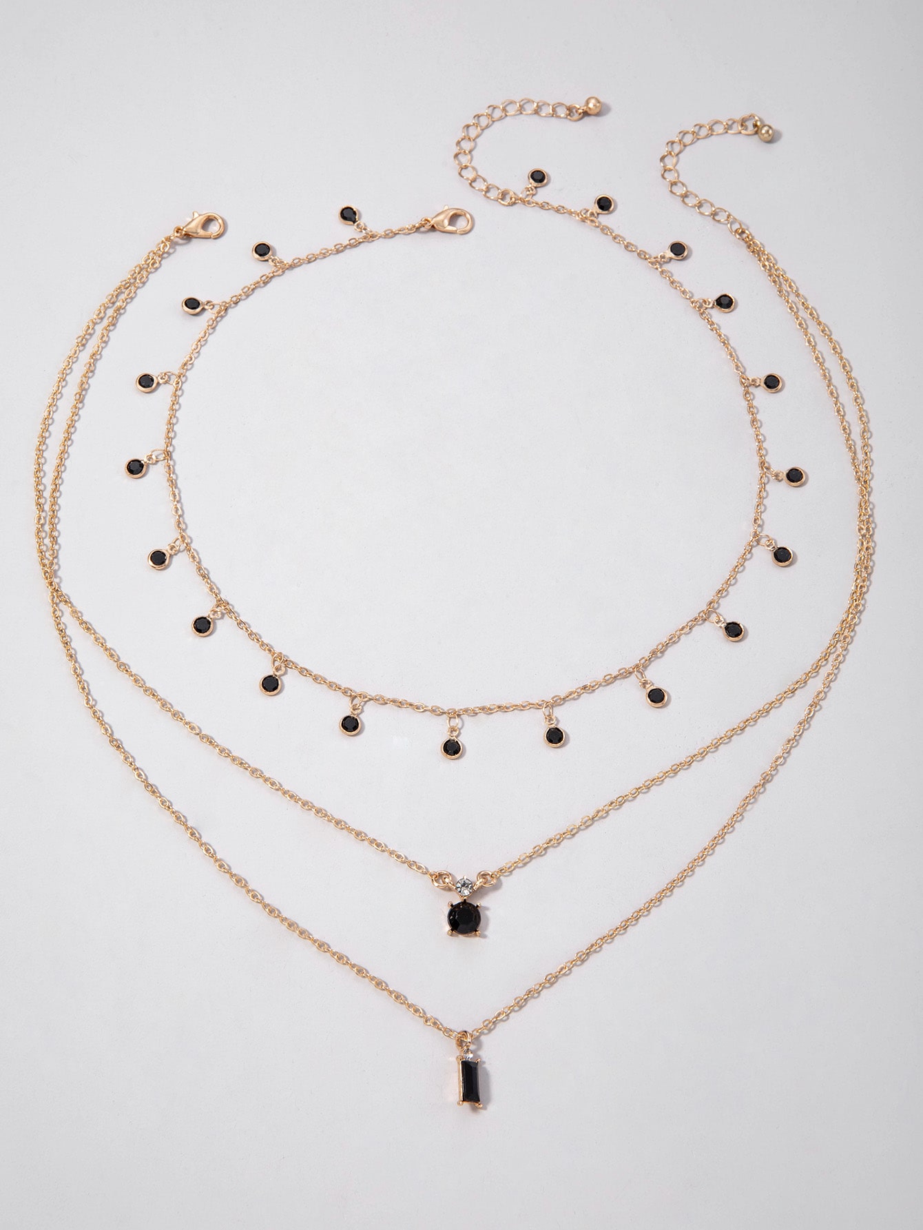 طقم مجوهرات نسائي 2 قطع – قلادة متعددة الطبقات بسل...