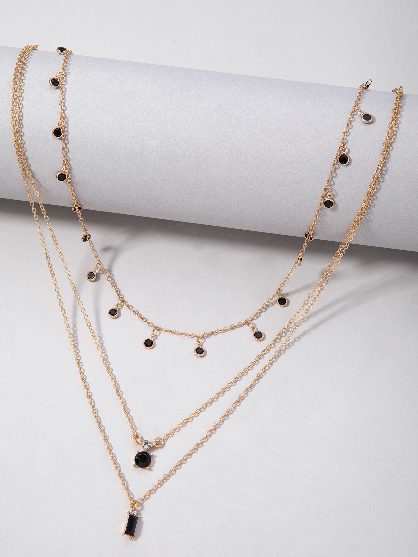 طقم مجوهرات نسائي 2 قطع – قلادة متعددة الطبقات بسل...