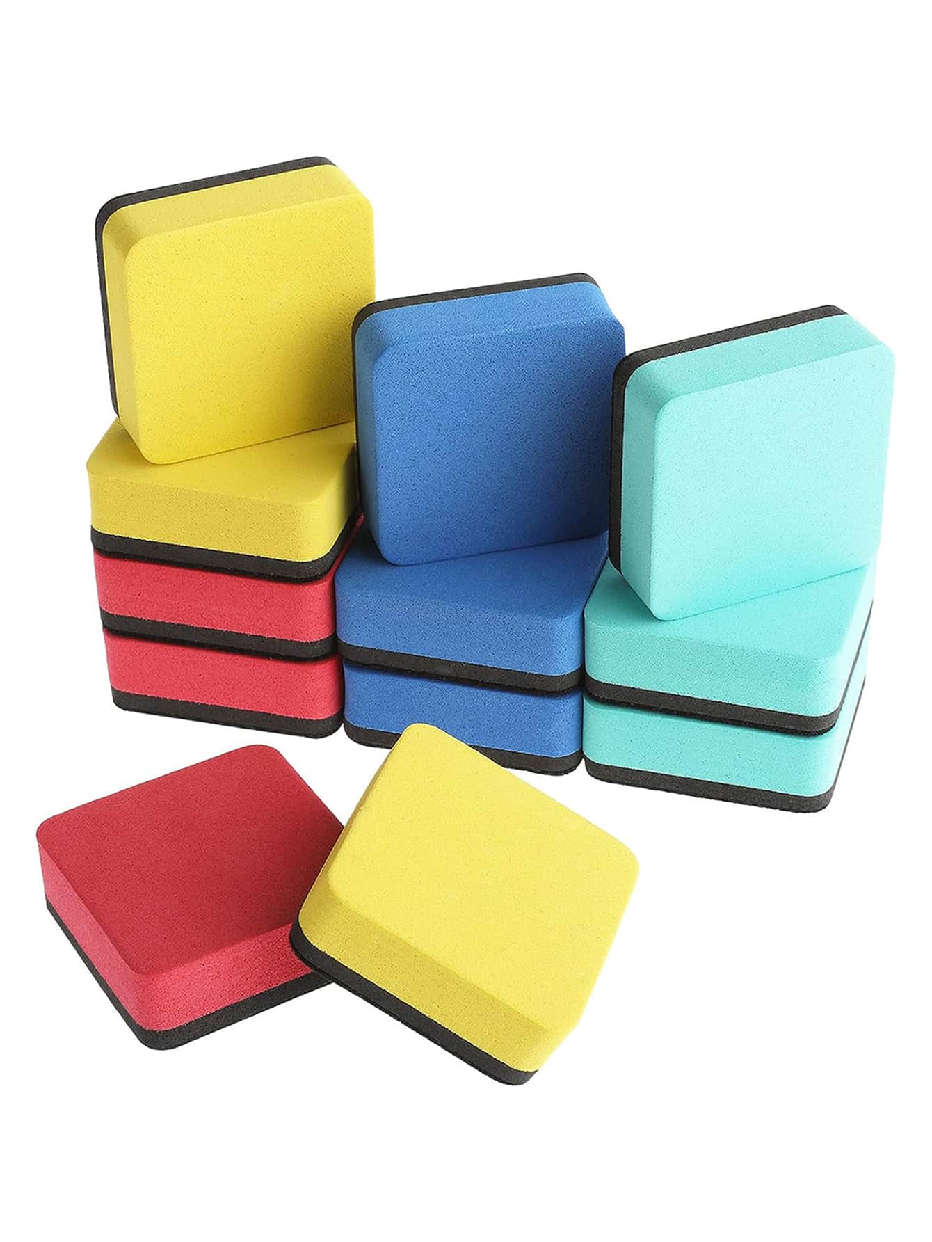 Finego 小型擦板擦4件不同顏色的磁性白板擦,配有厚毛氈墊的小型擦板淨化器,適用於兒童課堂家庭辦公學校用品(1.97x1.97英寸) - 彩色 - 查看 1