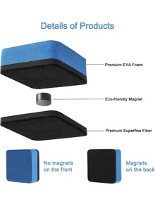 Finego 小型擦板擦4件不同顏色的磁性白板擦,配有厚毛氈墊的小型擦板淨化器,適用於兒童課堂家庭辦公學校用品(1.97x1.97英寸) - 彩色 - 查看 3