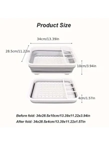 1入折疊式碗碟瀝水架,廚房可伸縮的餐具盤水存儲架,帶排水塞的洗碗缸籃 - 彩色 - 查看 4