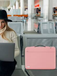 Étui de protection pour ordinateur portable avec poignée, sac compatible avec MacBook 13-16 pouces, Chromebook, antichoc, étanche, étui de protection pour ordinateur portable, rose