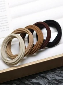 5入組女士無痕牛奶咖啡色彈性頭皮帶，基本馬尾扎緊運動休閒 - 彩色 - 查看 2