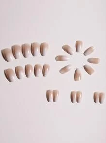 Instantly Enhance Your Look With 24 Pieces Of Simple White French Gradient Short Ballet Shape, Gradient Nails, Simple Elegance, Comes With A Small Rub And A Piece Of Jelly Glue Press On Nails Nail Supplies Nails