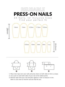 Add Elegance To Your Look With 24pcs/Box Matte Blue Heart Shaped Coffin Style Wearable False Nails, Including 1pc Nail File And 1pc Jelly Glue Press On Nails Nail Supplies - Multicolor - View 4