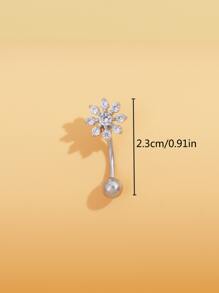 BR257 迷人镶嵌花朵设计肚脐环，适合女士，铜质穿孔首饰，情人节、妈妈、母亲、母亲节、礼物