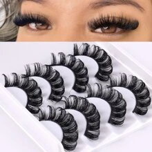 4 Pairs Russian Strip Lashes Fluffy Mink Lashes 3D False Eyelashes Russian Volume Eyelashes Fake Eyelashes - Black - View 1
