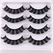 4 Pairs Russian Strip Lashes Fluffy Mink Lashes 3D False Eyelashes Russian Volume Eyelashes Fake Eyelashes - Black - View 5