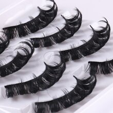 4 Pairs Russian Strip Lashes Fluffy Mink Lashes 3D False Eyelashes Russian Volume Eyelashes Fake Eyelashes - Black - View 3