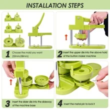 Button Maker Machine Multiple-Sizes - Pin Maker Machine 1.25 Inch+2.25 Inch, Interchangeable Molds Badge Button Press Machine Withs 25mm+32mm+58mm Button Maker Supplies&Circle Cutter - Green - View 6