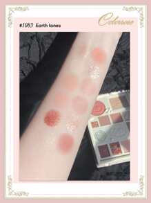 COLORROSE Embossed Makeup Palette, Matte & Pearlescent Eyeshadow Powder Palette, High Color Payoff, Long-Lasting Shimmer Eyeshadows, Smooth & Lightweight, With Mirror, Highlighter, Contour & Blush Multi-Functional Makeup Palette - 1083杏仁奶茶 - 查看 8